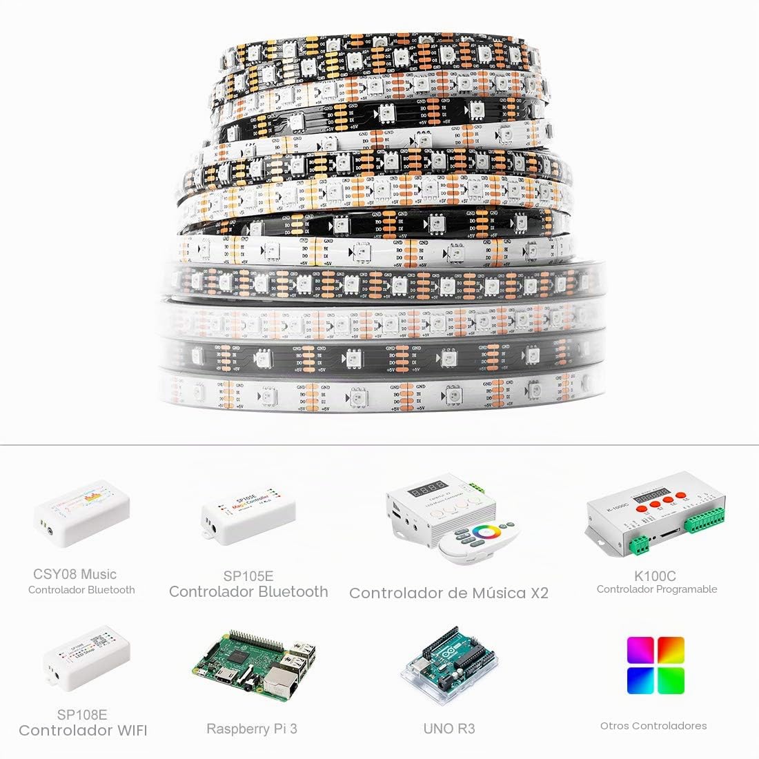 BTF-LIGHTING WS2813 (Actualización de WS2812B) Tira LED RGB 5M 30Píxeles/m