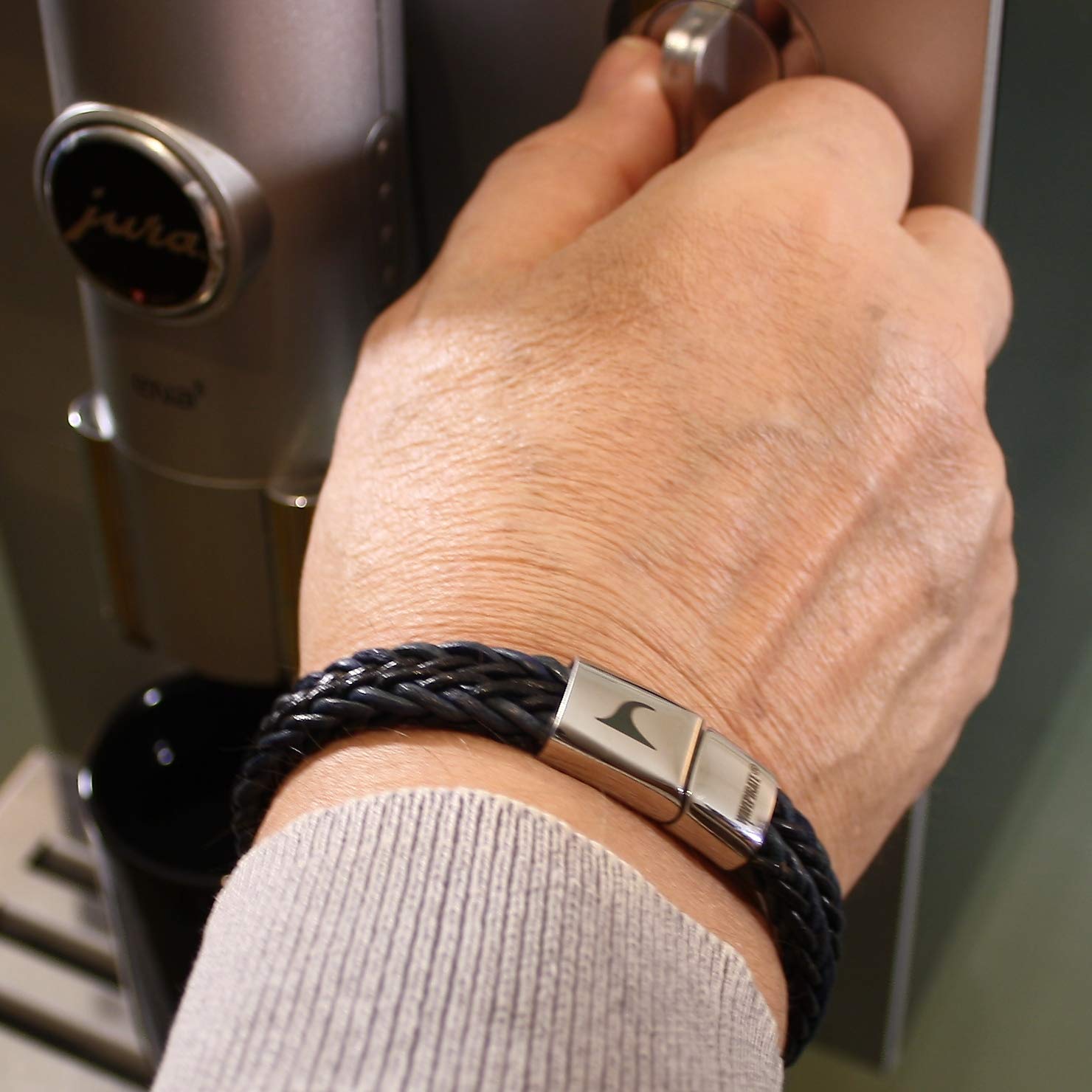 Echt Leder-Armband XO Z8 Blau/SW Männer Herren