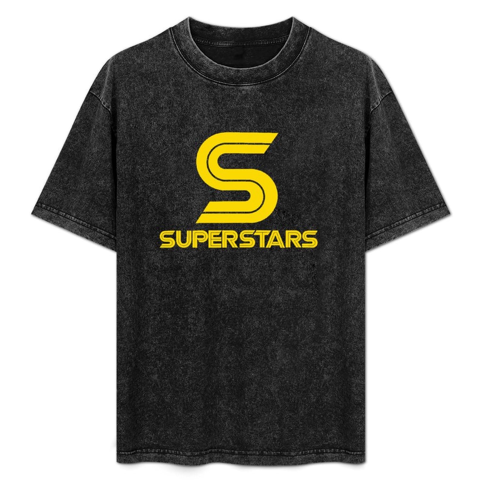 SATURNin&pd T-Shirt Unisex Retro Superstars Retro Sports Competition TV Show Cotton Round Neck Black L