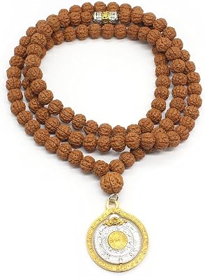 Authentic 5 Mukhi Rudraksha Mala - 108 Beads Spiritual Necklace with Tree of Life Pendant 11mm - Yoga Meditation Jewelry for Men & Women - All-Natural Beads Chemical-Free Gift Boxstyle A