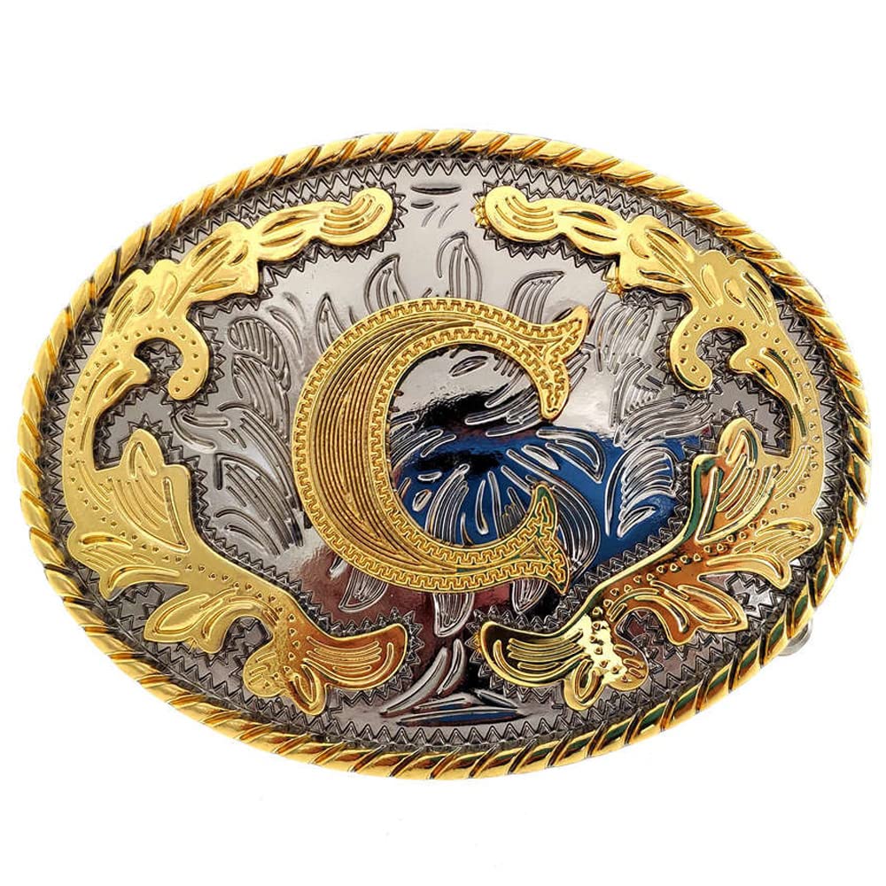 WMG Western Belt Buckle Initial Letters ABCDMRJ to Z Cowboy Belt Buckle, Rodeo Buckles for Men & Women