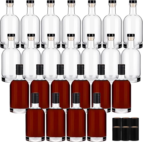 Miniatura 7 de Botella de Vino 12PCS 375 ML Botellas de Vidrio con Tapas 12 oz Botellas de Vidrio Transparente con Corcho Botella de Vino Vacía con Tapón