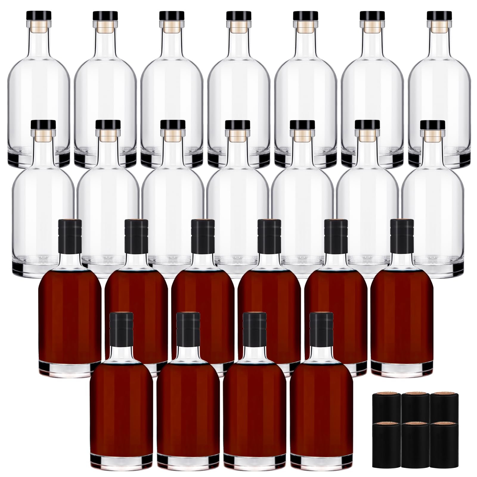 Liengoron Wine Bottle 24PCS 100 ML Glass Bottles with Lids 3 oz Clear Glass Bottles with Cork Empty Wine Bottle with Stopper for Beverages Drinks Beer
