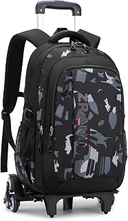 Amythe Schulrucksack Trolley für Jungen, Rucksack mit Rollen 6 Räder