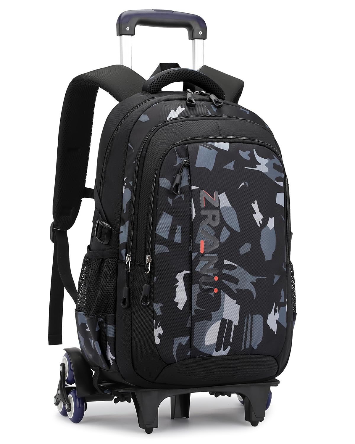 Amythe Mochila con Ruedas Niños Mochilas Escolares Trolley para Adolescentes 10 12-24 años, Carro para Mochilas 6 Ruedas, Mochila de Viaje Gran Capacidad y Resistente al Agua, Gris