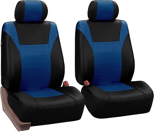 Miniatura 6 de FH Group Funda de asiento de coche de piel sintética de carreras de tres filas, fundas de asiento de coche listas para bolsa de aire y cojines de