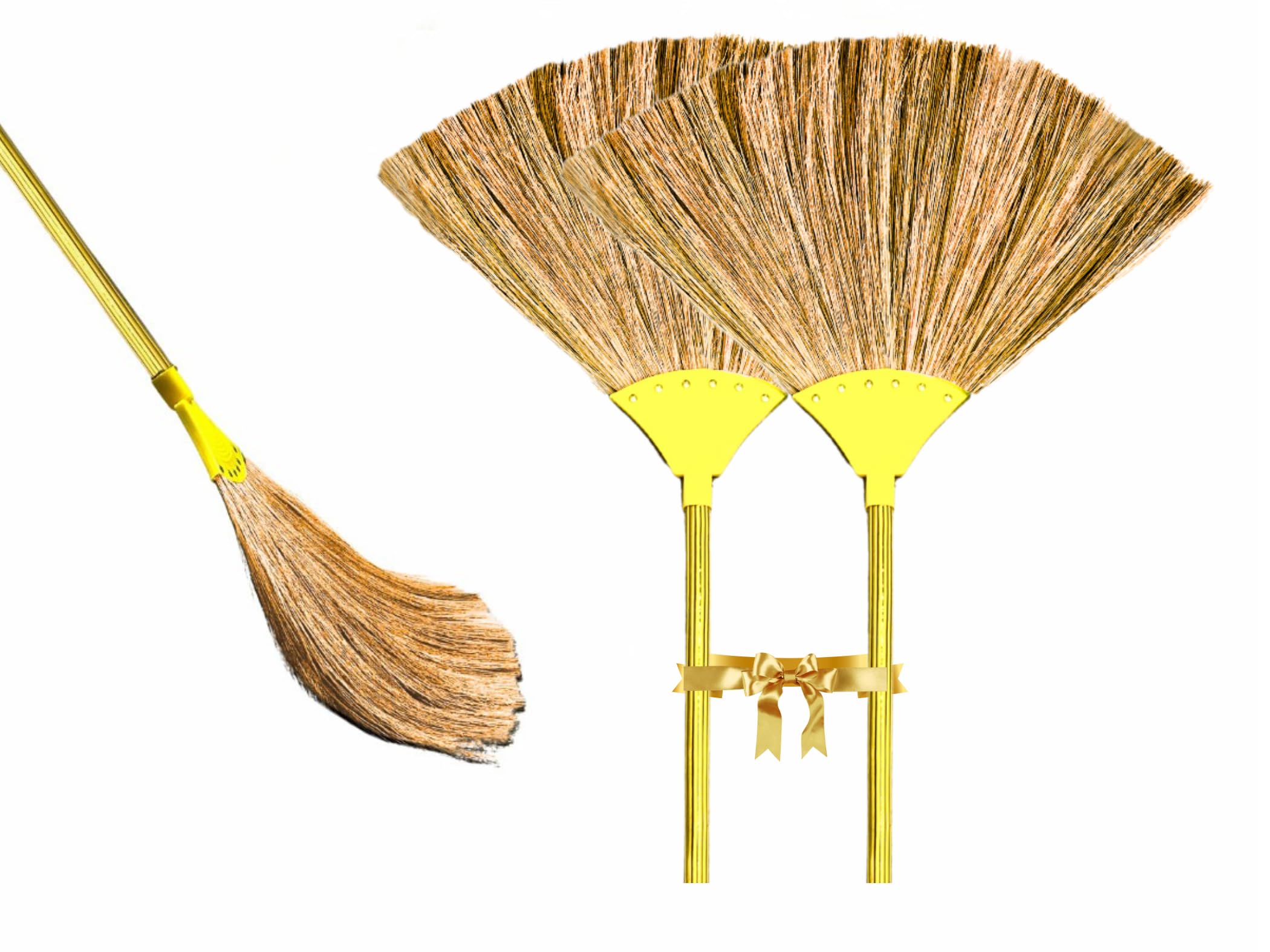 MSD Angle Shaped Less Dust Grass Broom, Longhandle Wooden Jhadu for Home Cleaning (2)-image-34