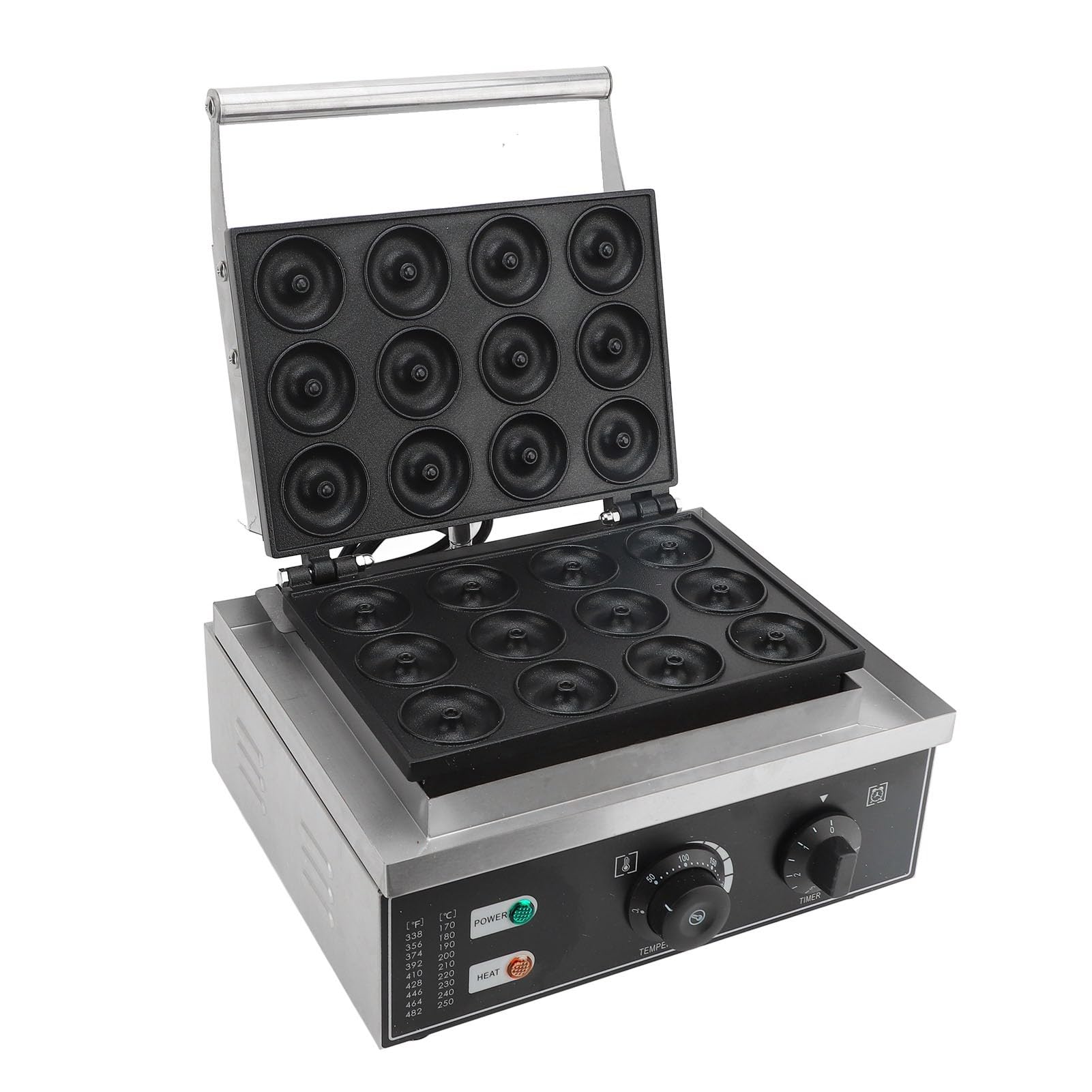 Mini Donut Maker, 12 Hole Non Stick Double Sided Electric Donut Maker Machine with LED Indicator, Commercial Electric Donut Maker for Commercial Use (US Plug 110V)