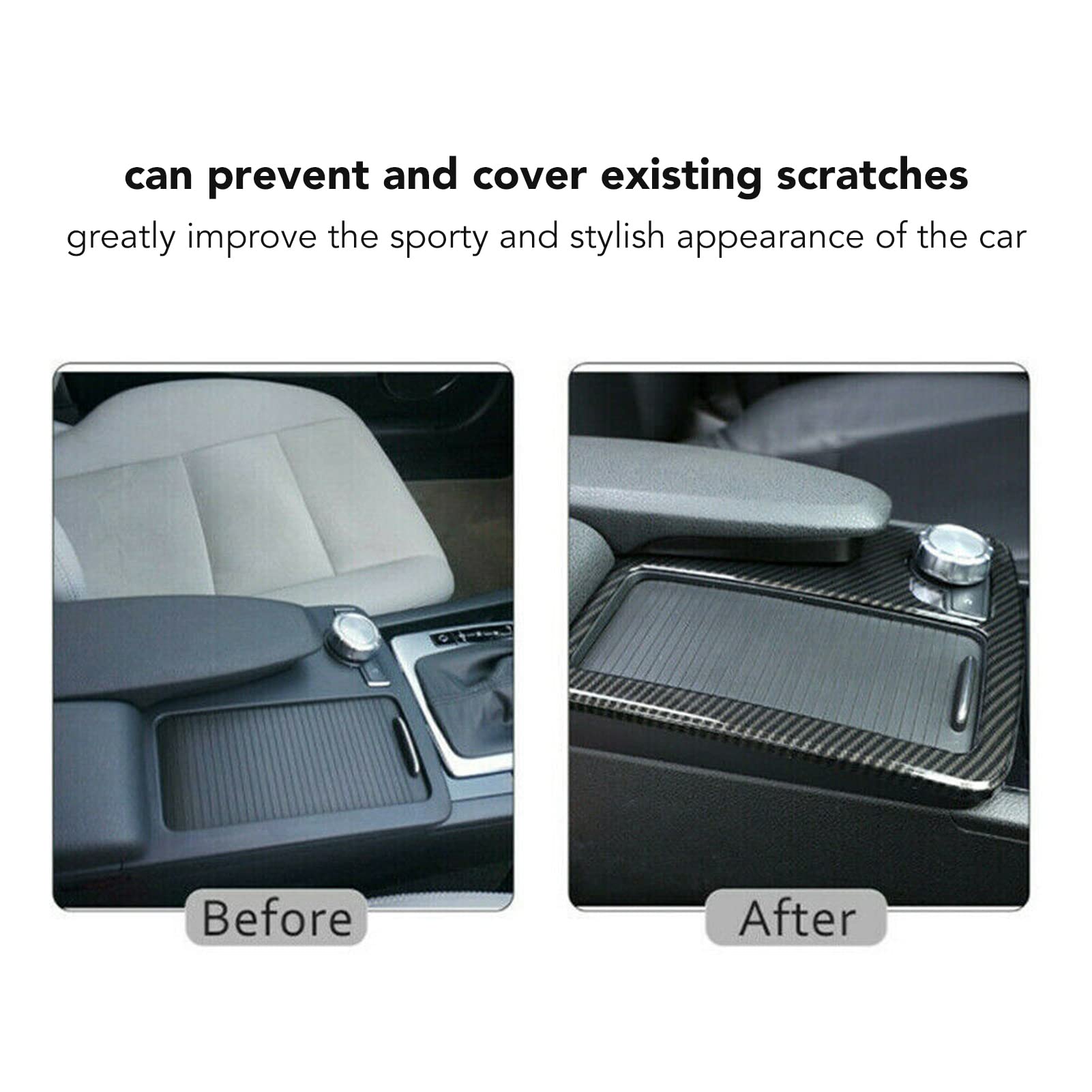 Adhesivos para Portavasos de Consola, Ajuste Perfecto, Fibra de Carbono, Superficie Brillante, Protección contra Arañazos, Consola Central, Portavasos para Coche