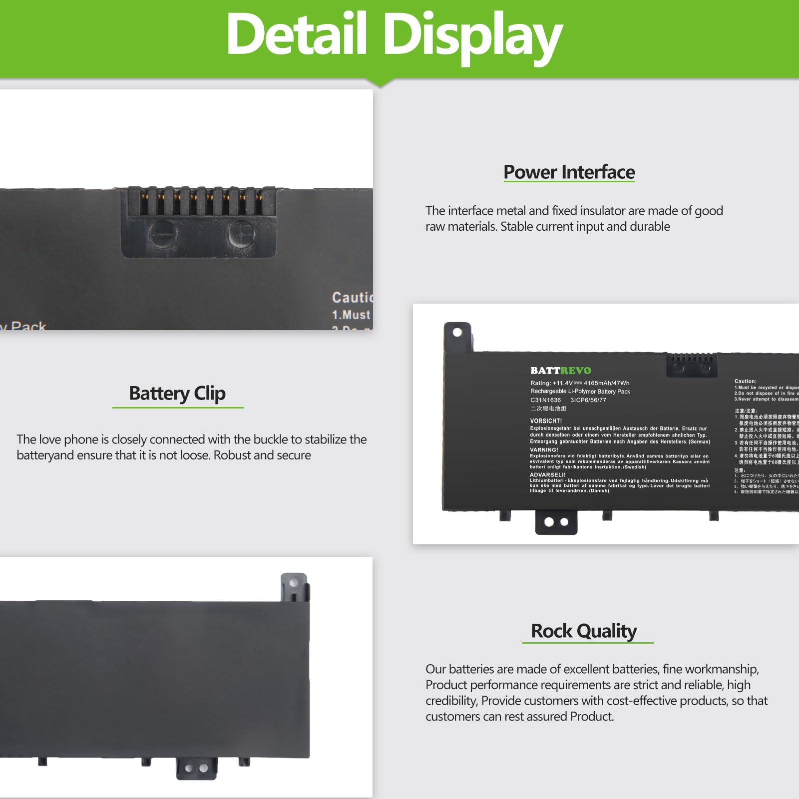 KHlove C31N1636 Battery for Asus VivoBook Pro 15 N580G N580GD N580V