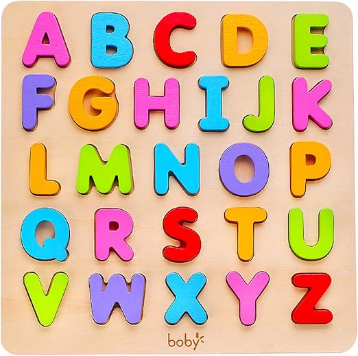 Wooden Alphabet Puzzle Toys, ABC Letter & Number Puzzle for Toddlers 18+ Months Old, Preschool Learning Toys for Kids, Educational Gifts for Boys and Girls