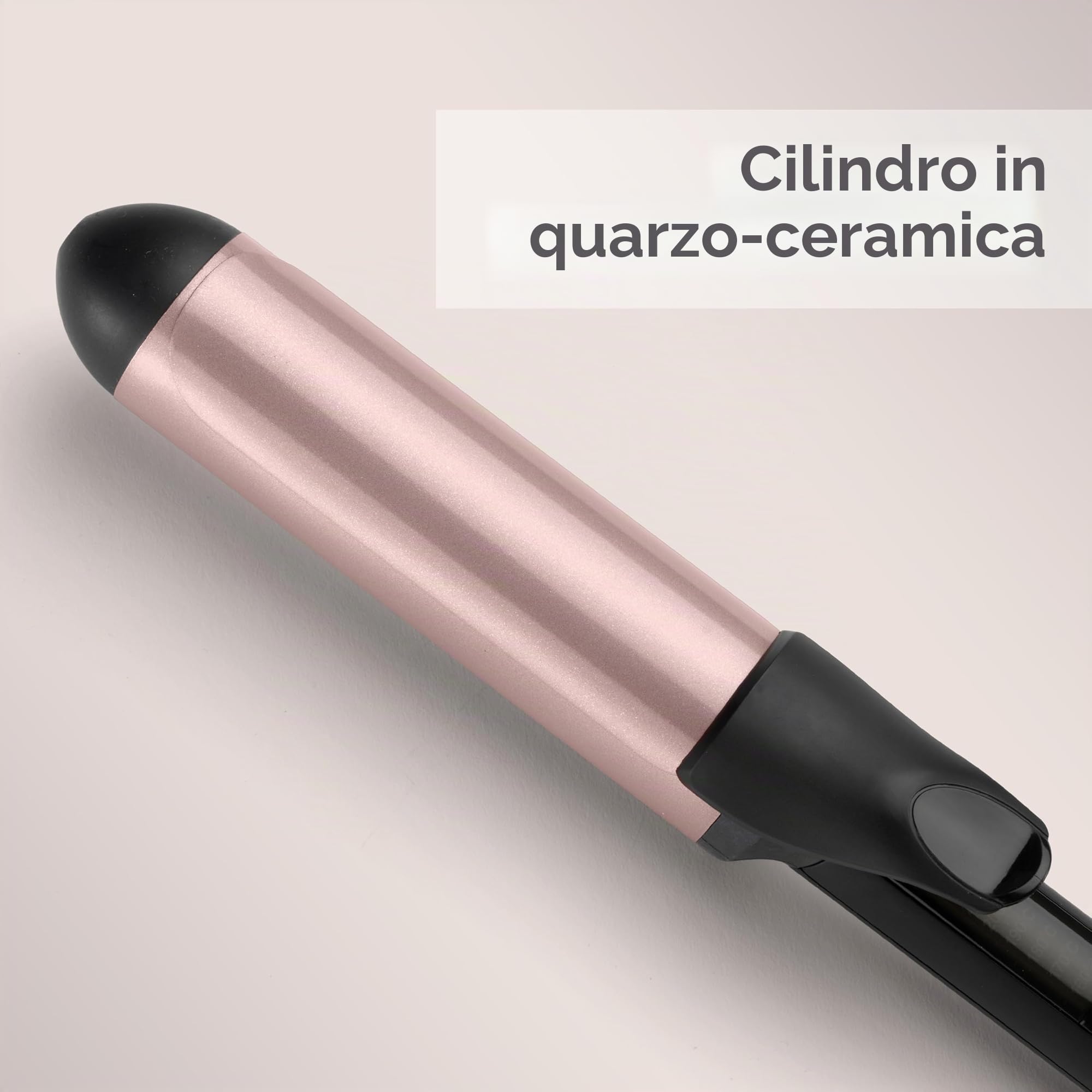 BaByliss C453E Ferro Arricciacapelli Extra Lungo da 38 mm, Quartz Ceramic, Riscaldamento Advanced Ceramics per Onde Morbide a Lunga Durata, 6 Temperature, Nero e Rosa