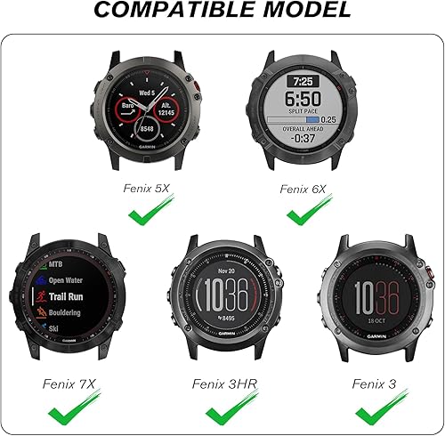 Miniatura 2 de Fintie Correa compatible con Garmin Fenix 5X5X Plus, Fenix 6X6X Pro, Fenix 7X, Fenix 33 HR, Descent MK1D2 Delta PXD2 Charlie, correa deportiva de