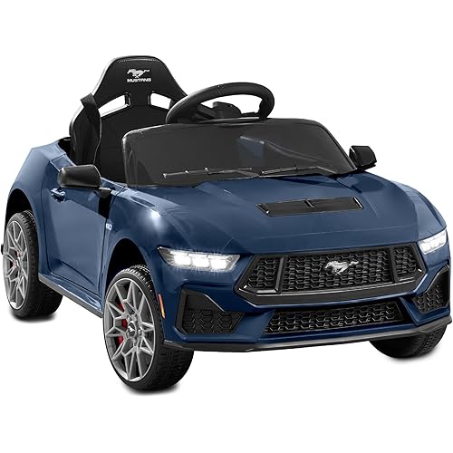 Best Choice Products Kids 12V Electric Ride On Car Officially Licensed Ford Mustang w/Parent Control, LED Lights, 2 Speeds, Bluetooth - Blue