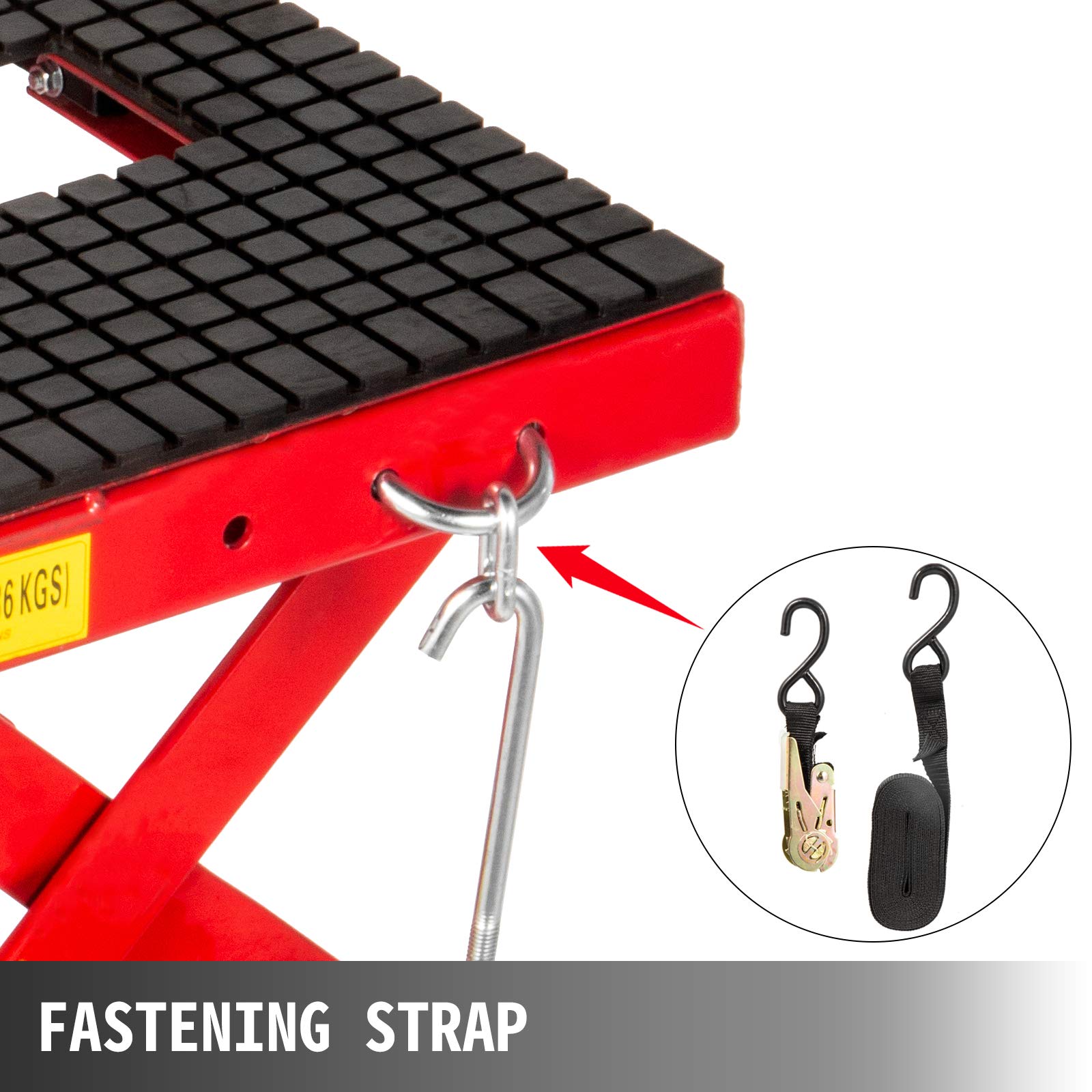 VEVOR Hydraulic Motorcycle Lift Table 300LBS, red scissor lift table