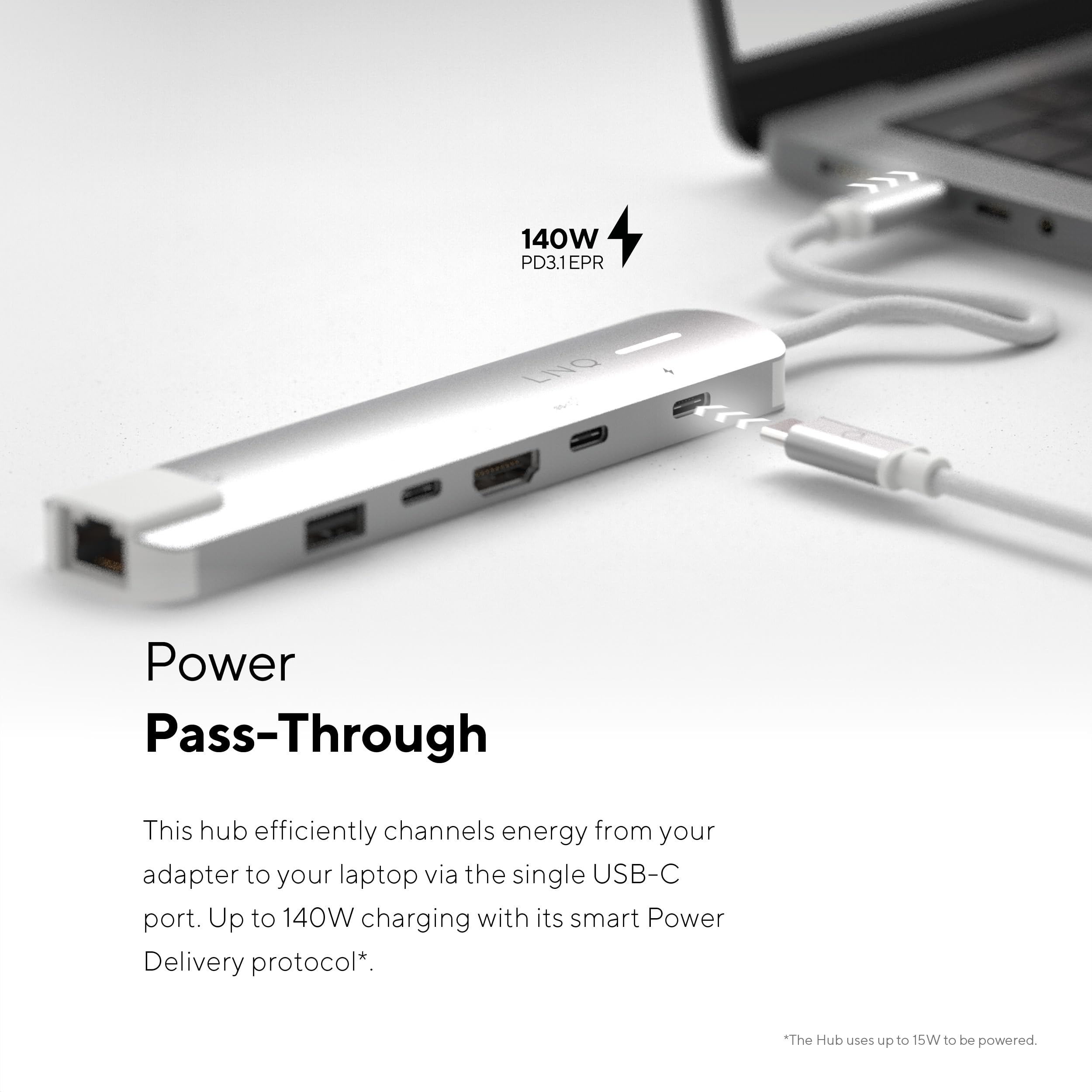 LINQ Connects Pro-C - Concentrador multipuerto 6 en 1 con HDMI 4K y Ethernet, 10 Gbps, Apto para portátiles y Tablets