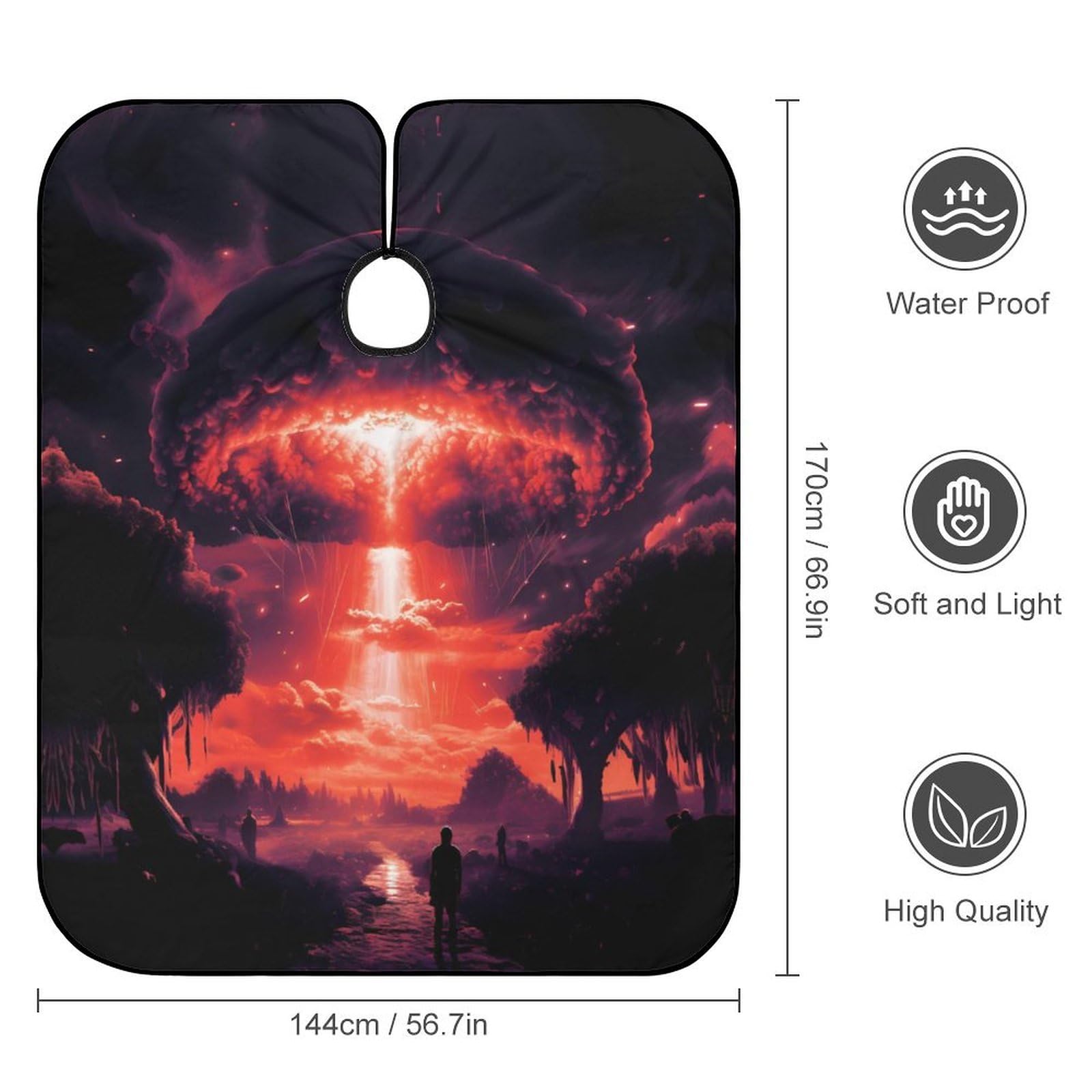 Atom Bomb Mushroom Cloud Hair Cutting Cape for Men Women Waterproof Barber Cape Adjustable Salon Haircut Capes