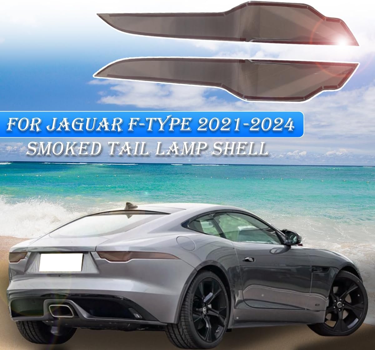 ABS Black Rear Tail Light Lens Taillight Kit Compatible with Jaguar F-Type 2021-2024 Car Exterior Taillight Protection Cover Accessories