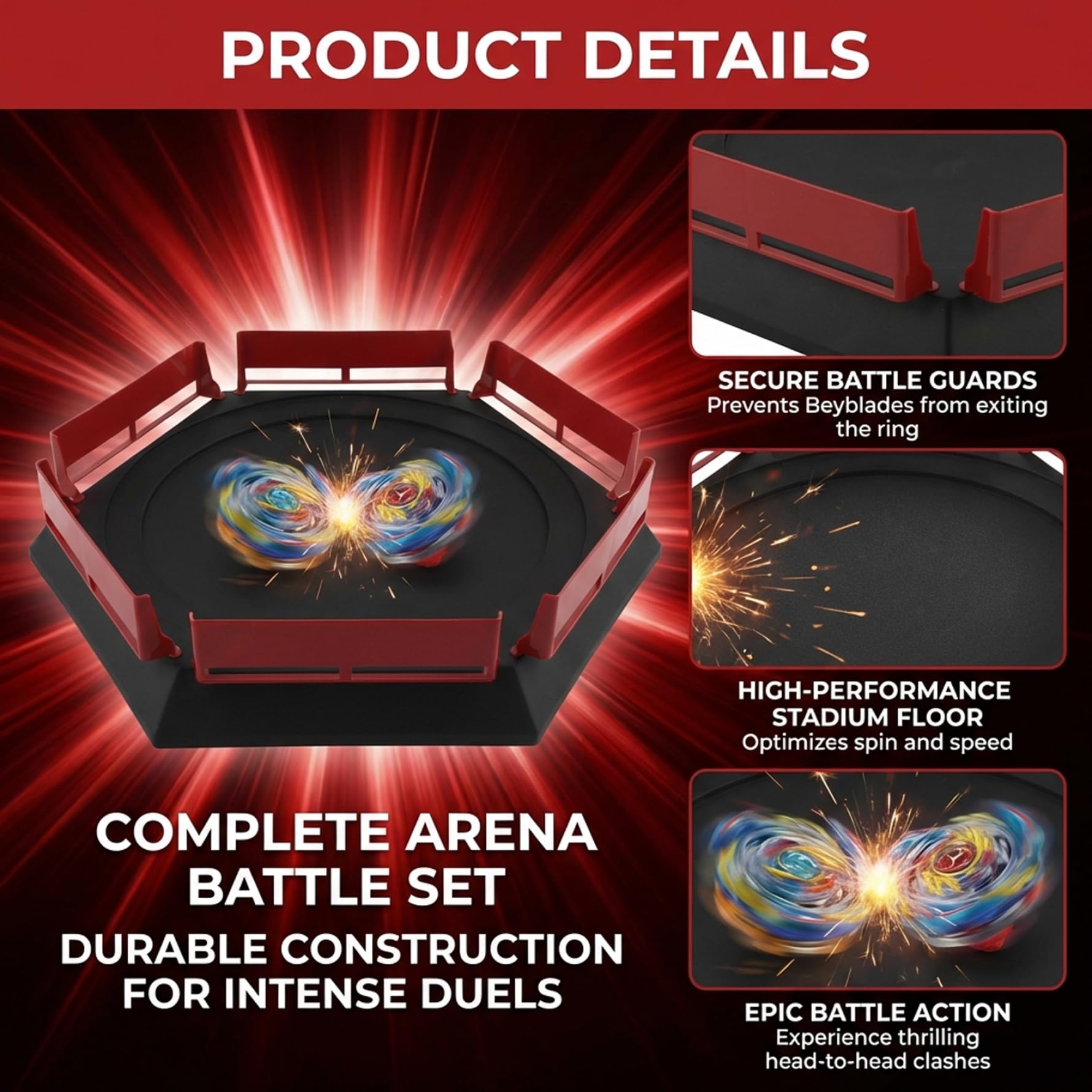 Burst Battle Top Arena, Stade de Jeu de Combat en Plastique avec Garde-Corps pour des Combats intenses avec toupie, Jouet Facile à Assembler pour Jeux d'enfants