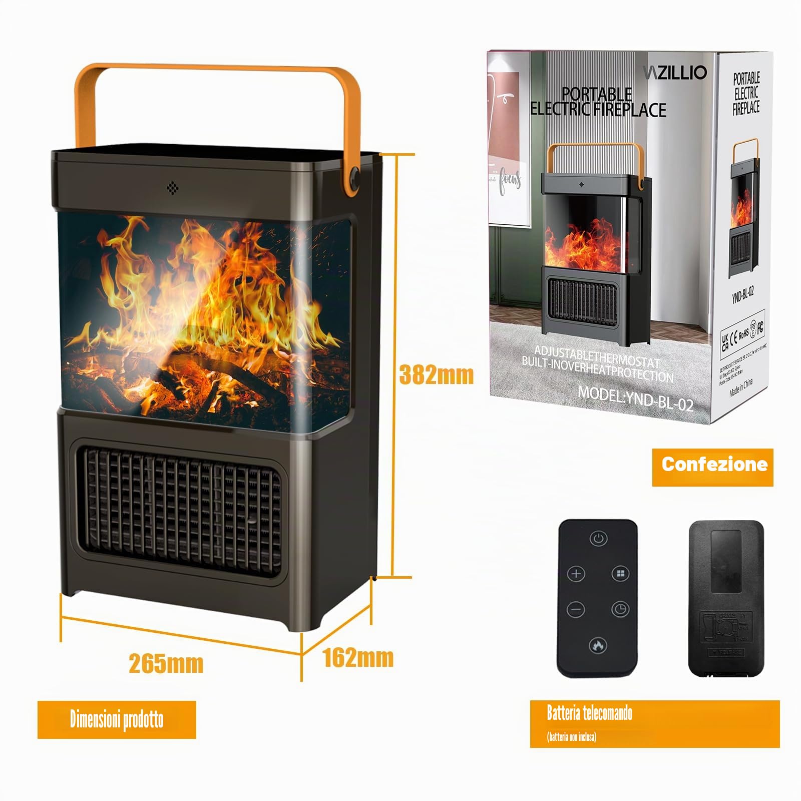 Termoventilatore a risparmio energetico, 2000 W, in ceramica PTC, oscillante a 80°, silenzioso, riscaldatore elettrico portatile con telecomando, termostato, timer da 12 ore, 3 modalità, protezione