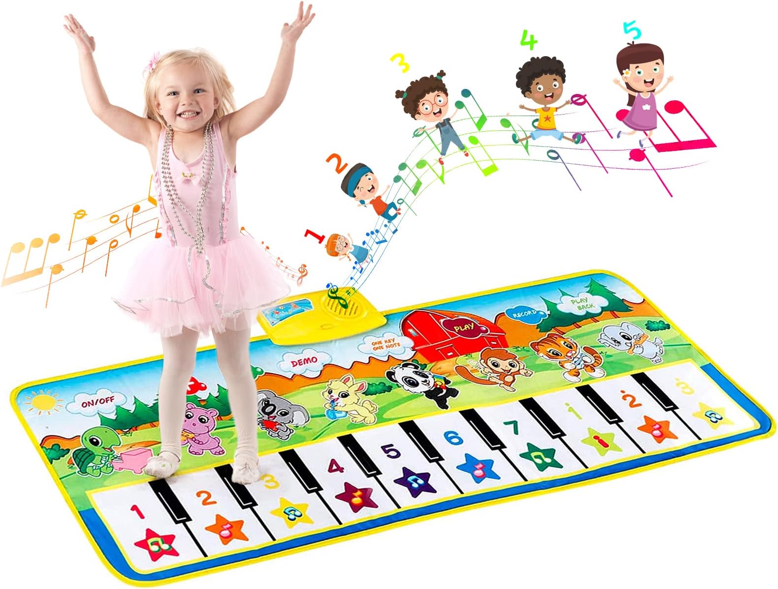 EXTSUD Piano Music Dance Mat, Multi-Function Piano Mat for Toddlers, Musical Toys Play Mats Music Singing Gym Carpet Mat Educational Music Toys Touch Play Piano Keyboard Gift