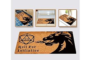 Roll for Initiative Welcome Mat - Brown Striped Coir Entrance Rug