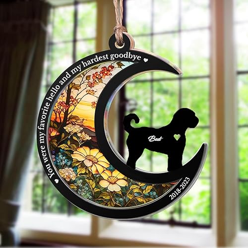 Atrapasoles conmemorativo para perros, atrapasoles personalizado de razas de perros con fecha de nombre, regalo de pérdida de condolencias de