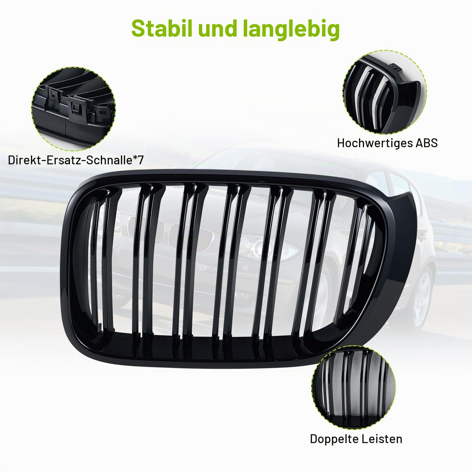 Nieren Passend für BMW X3 F25 2014-2017 only LCI BMW X4 F26 2013-2018 Grill Glanz Schwarz Doppelsteg Kühlergrille