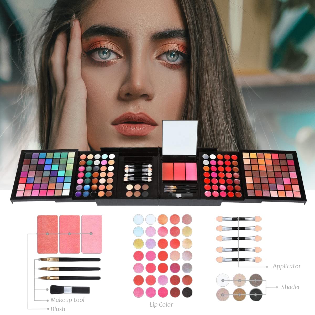 FantasyDay Xmas Make-up Sets Multifunktions Schminkkoffer Mädchen Makeup Geschenkset Kosmetik für Gesicht Augen Lippen - Schminke Kit mit Lidschatten Palette Lippenstift Concealer Puder Rouge Mascara