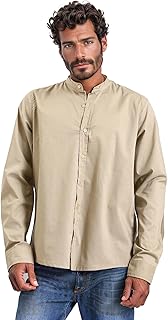 Dsisskai Mens Long Sleeve Shirt with Mandarin Collar - Light Olive Modern (pack of 1)