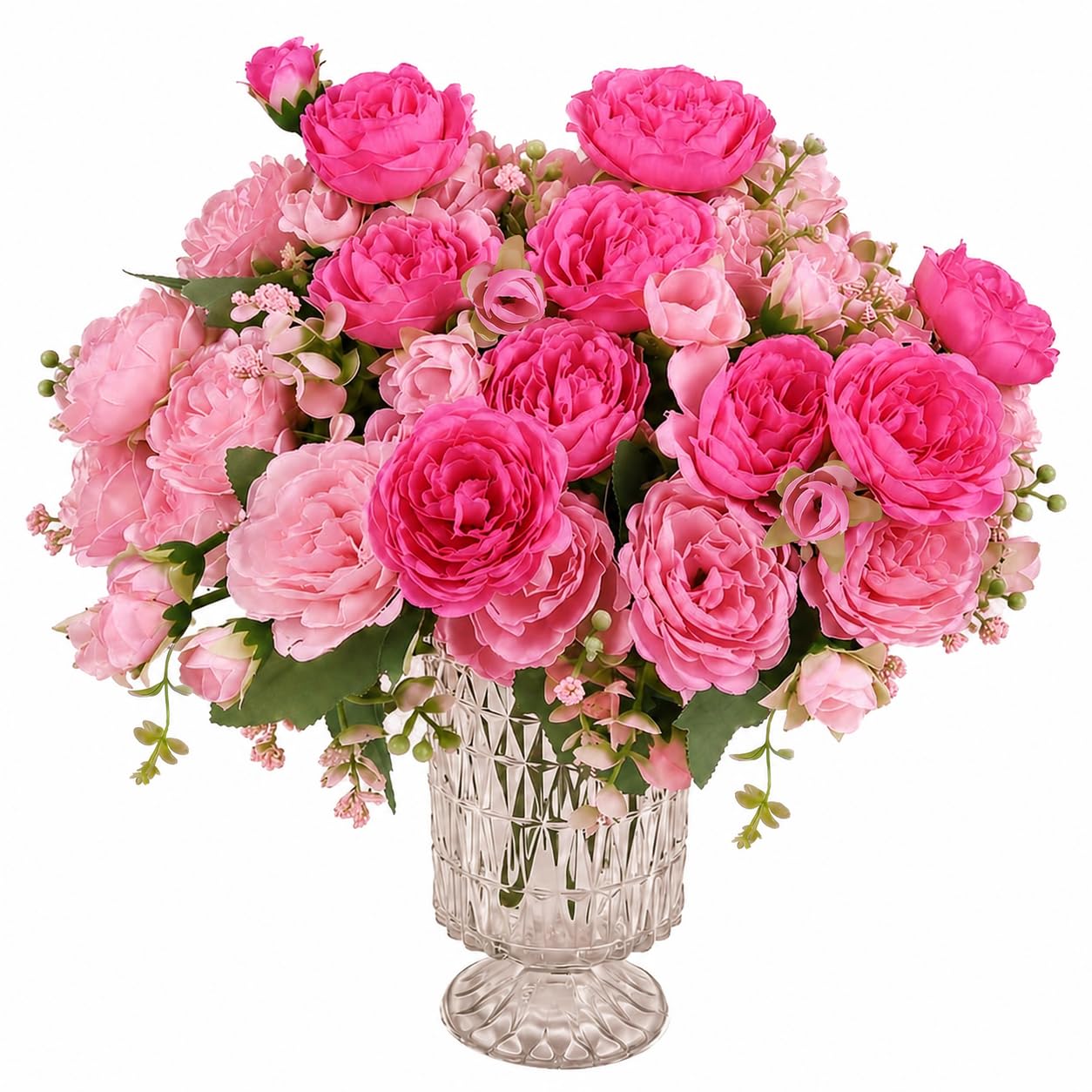 Premora Mixed Pink 2 Bunches Peony Artificial Flowers Silk Peony Fake Flowers Bouquets For Wedding Party Table Centerpieces Floral Arrangement Home Kitchen Décor