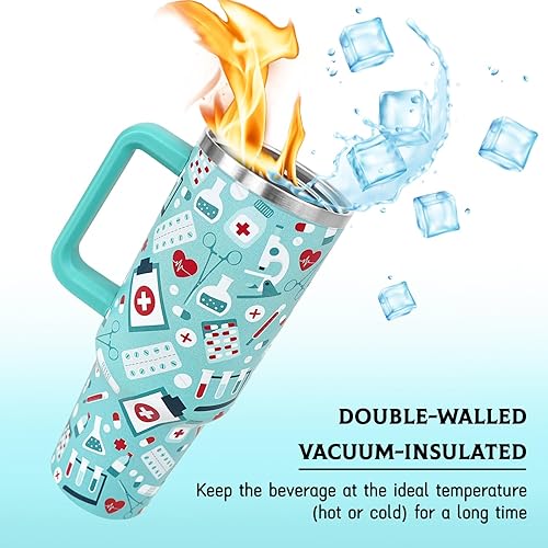 Miniatura 2 de Vaso de enfermera de 40 onzas, regalos divertidos para enfermeras para mujeres, taza de café de enfermera LPN, botella de agua, regalos de