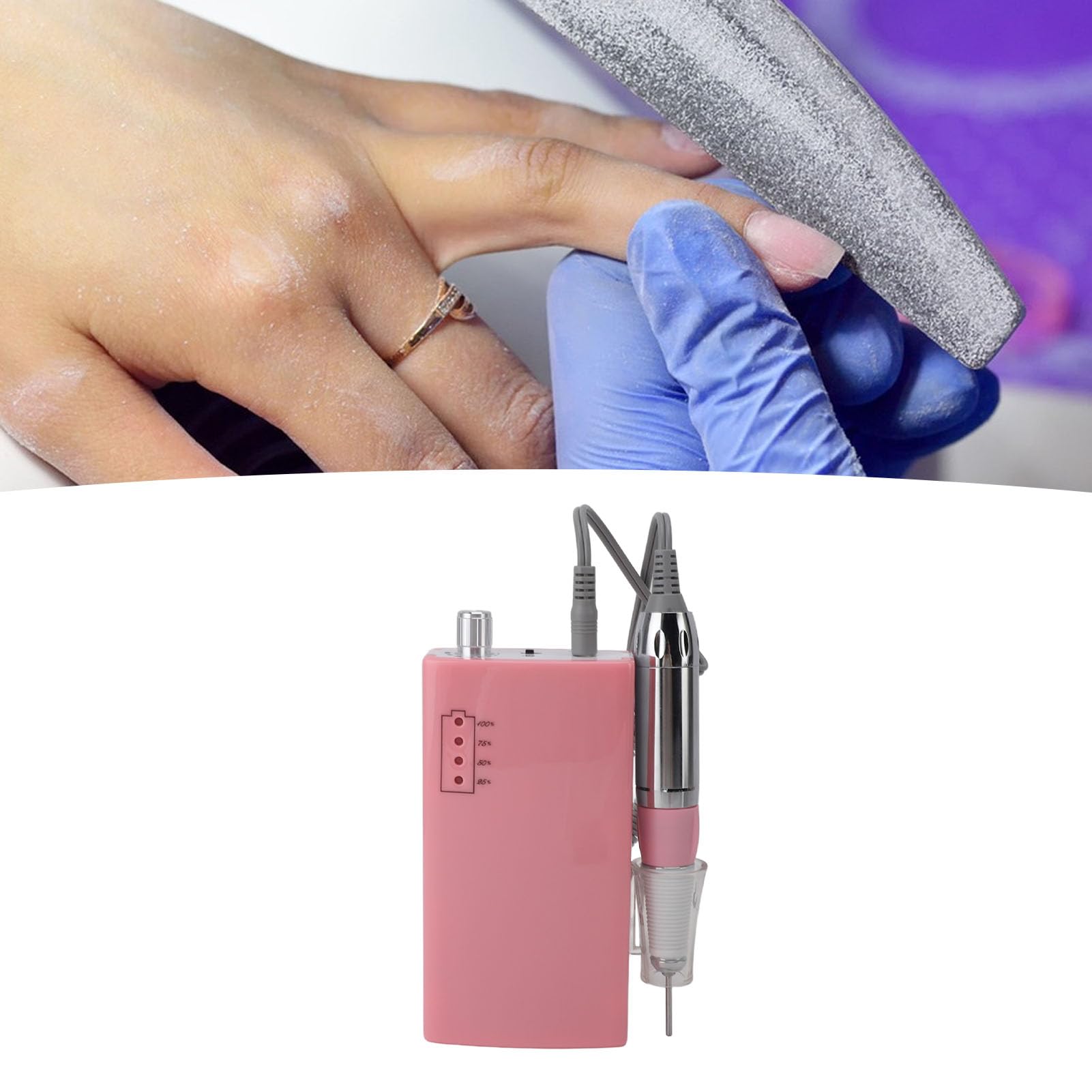 Electric Nail Drill Machine 30000rpm High Speed Nail Polishing Machine with 6 Grinding Heads 100?240V Rechargeable Lithium Battery ABS Material for Manicure Salon or Home Use (US