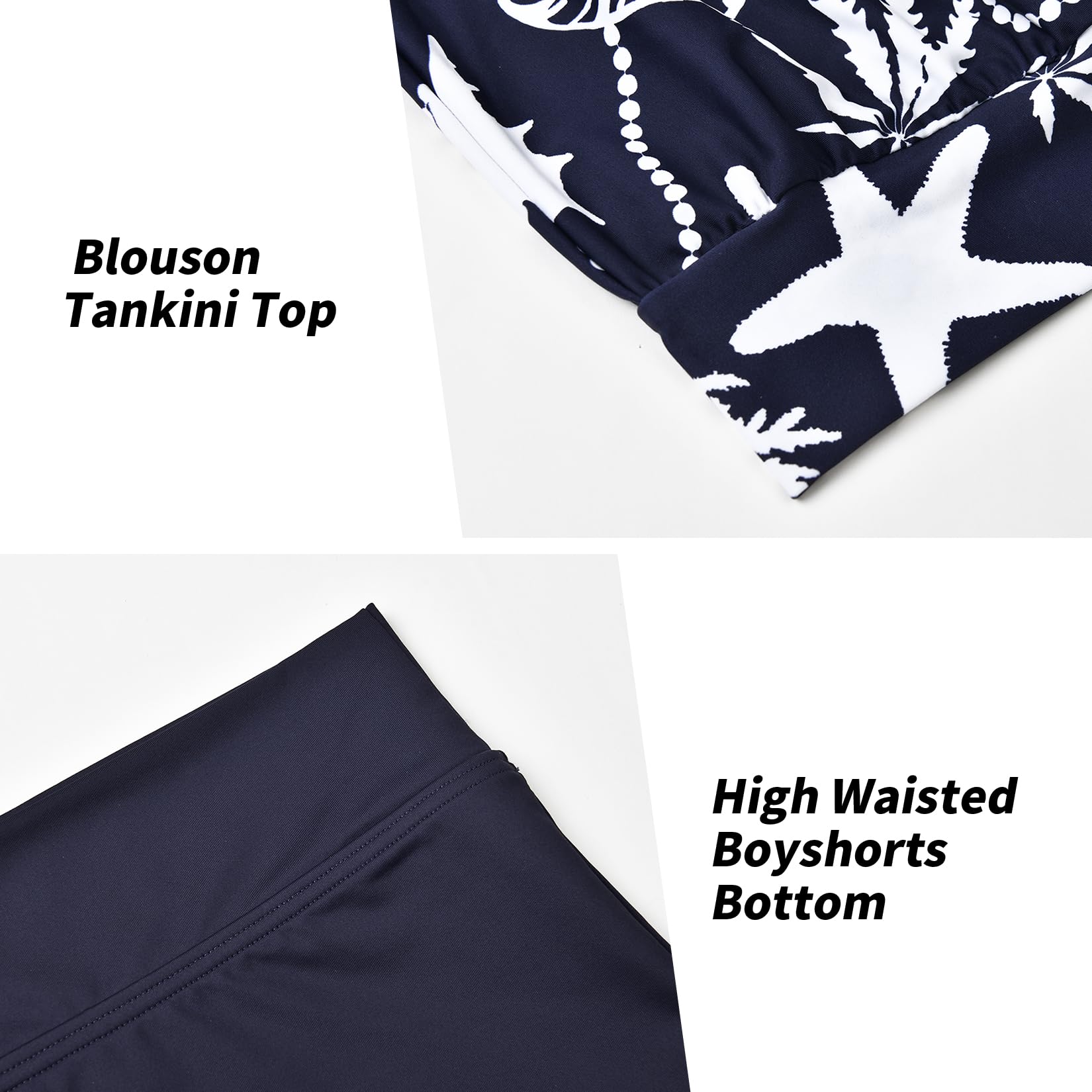 Maillot de Bain Femme 2 Pieces, Ensembles de Tankini Taille Haute, Haut Tankini Grande Taille avec Short