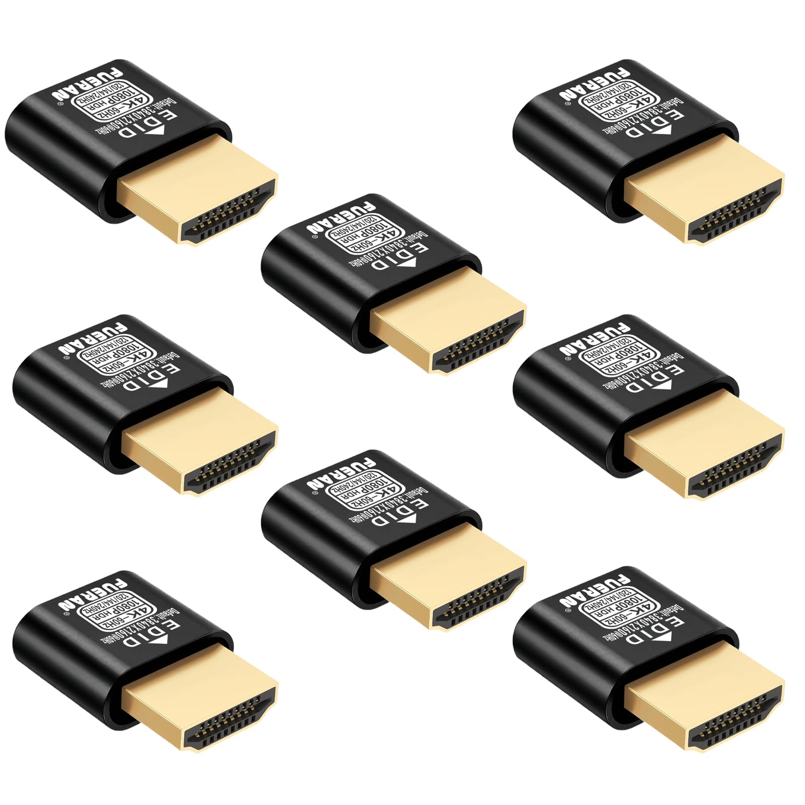 HDMI Dummy Plug 4K HDR,4K@60Hz、1440P@120/144Hz、1080P@120/144/240Hzedid Emulator Virtual Display Adapter,hdmi Headless Adapter-NEW-4K(default2160P) 8Pack