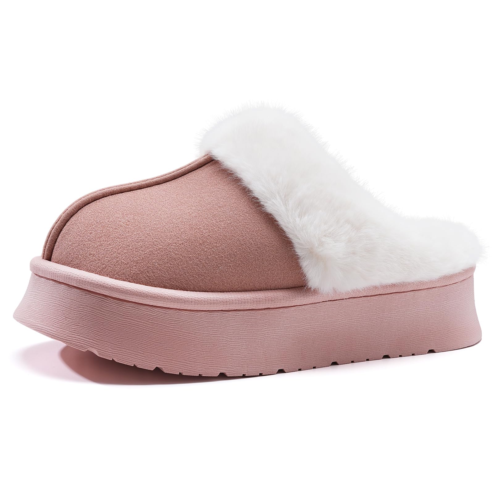 Platform Slippers for Women Memory Foam House Slippers Thick Sole Slip-Resistant Fuzzy House Shoes Winter Indoor and Outdoor