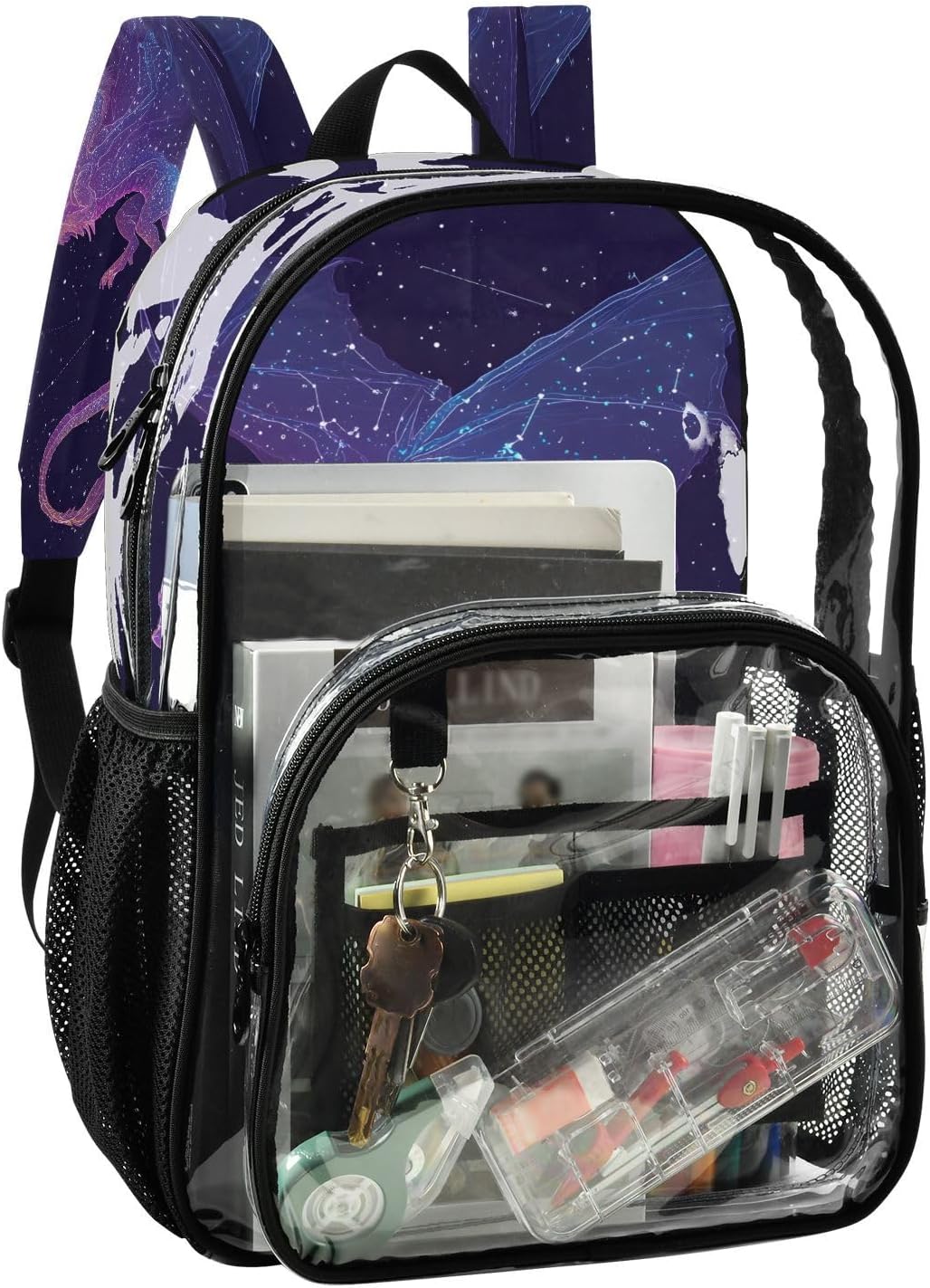 Dragon Star Space Clear Backpack Heavy Duty See Through Transparent PVC BookBag for Kids Boy Girl School Work