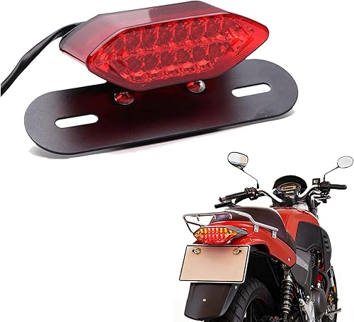 Anki HappiGo 12V 16 LED Universal Motocicleta Integrado Freno Trasero Luz de Correr Signla Placa de la Placa de la Lámpara (Cubierta Roja)