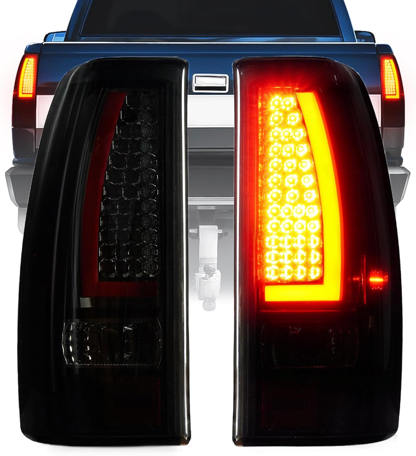 Tail Light Assembly Fit for Chevy Silverado 1500 2500 HD 1999-2002, for GMC Sierra 1500 2500 HD Fleetside 1999-2003, Brake Lights Pair, Smoke Lens