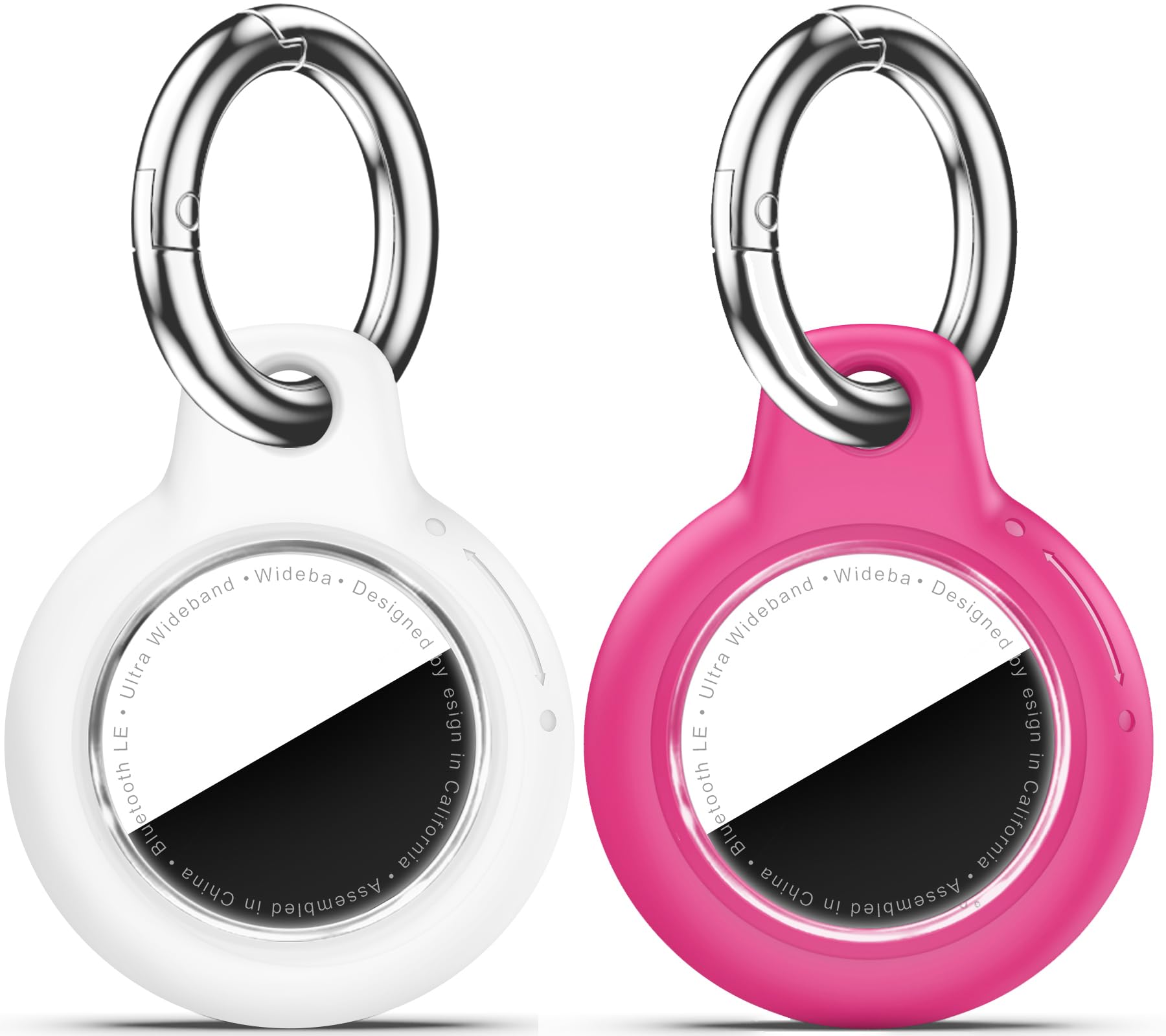 for Apple AirTag 2nd &amp; 1st Gen, Waterproof Case for AirTag Holder Keychain,GPS Tracker Cover for Dog,Car Key,Luggage-I2-White+Rose Red