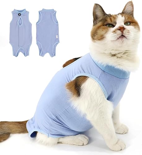 Traje de recuperación para gatos, traje de recuperación quirúrgica para gatos para heridas abdominales o enfermedades de la piel, mono de gato para
