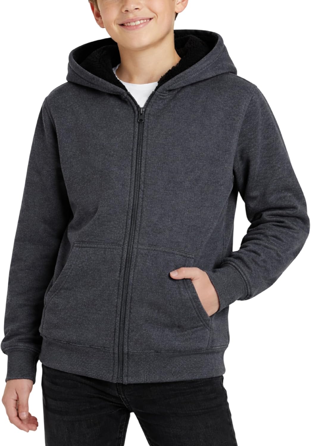 Coney Island Boys Hoodies - Cozy Soft Fleece Sherpa Lined Zip Up Hoodie Sweatshirt for Boys - Size Up for Ideal Fit