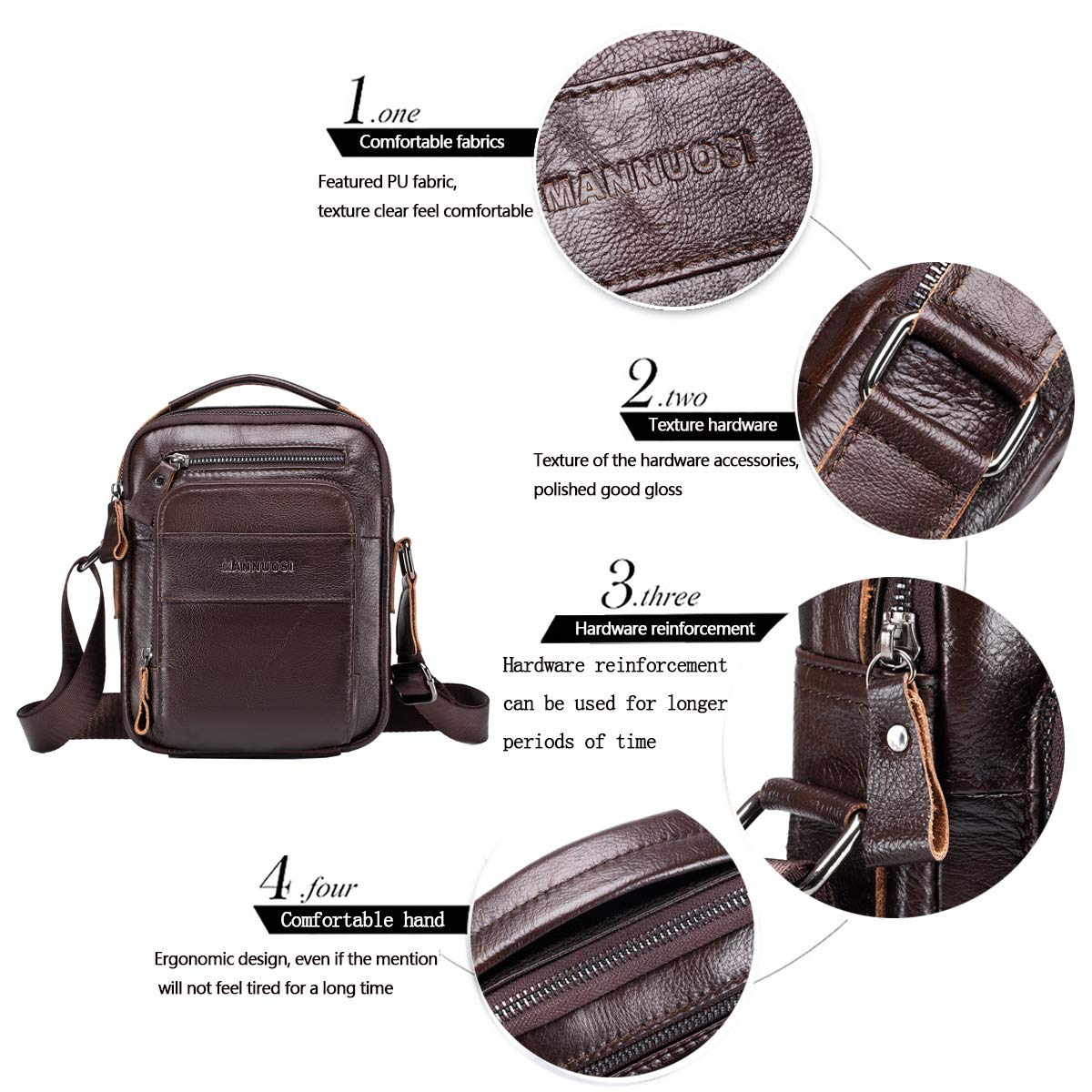 Shoppers y bolsos de hombro piel autentica Bolsos para hombre vintage Business Bolsos de mano casual Bolsos cruzados multifuncional Bolsos marrón
