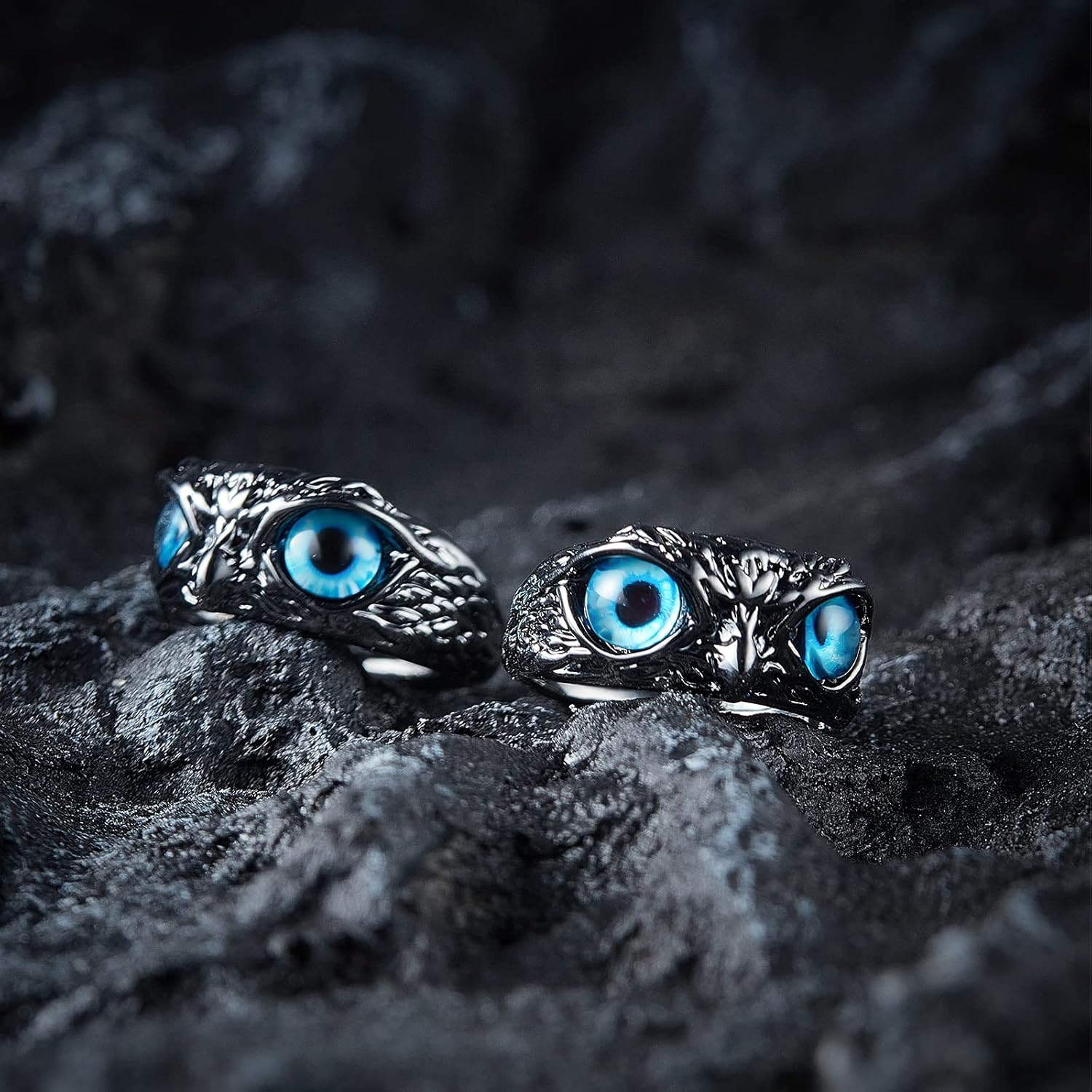 Demon Eye Owl Ring Retro Animal Open Ring Adjustable Owl Ring Open Animal Rings Statement Ring Jewelry for Women Girls Men Ring Jewelry Fingers Accessories (Gun-Black): Clothing, Shoes & Jewelry