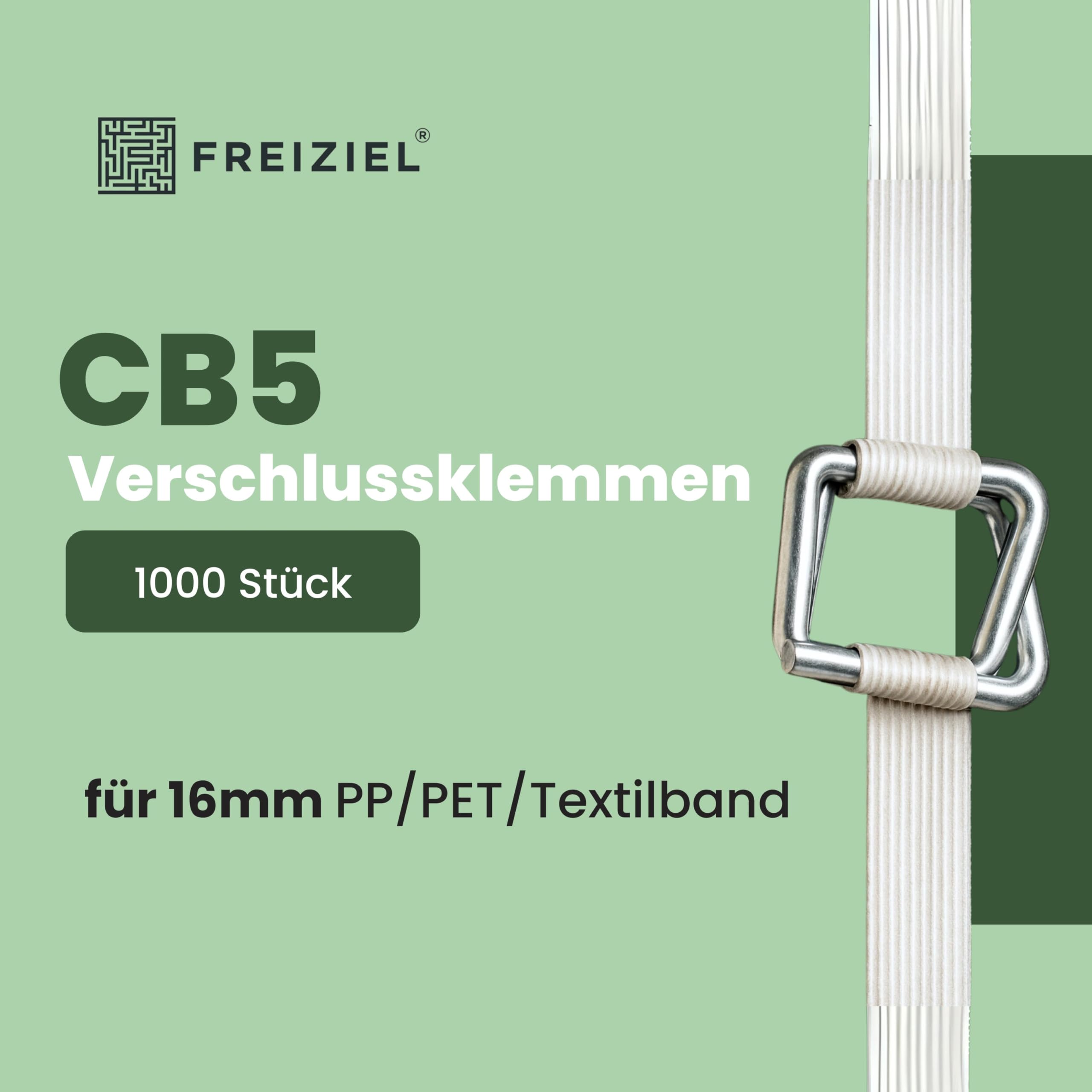 1000 Stück CB5 Draht Verschlussklemmen 16mm aus Metall für PP/PET/Textilband