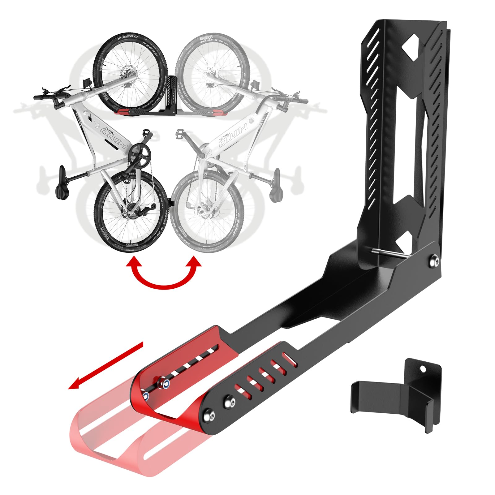 IMAYCCNo Lifting Bicycle Wall Mount, Vertical Adjustable Foldable Wall Mount Bicycle, Swivelling Space Saving Bicycle Mount Wall, MTB & Road Bike Bicycle Stand Wall, Ideal for Garages