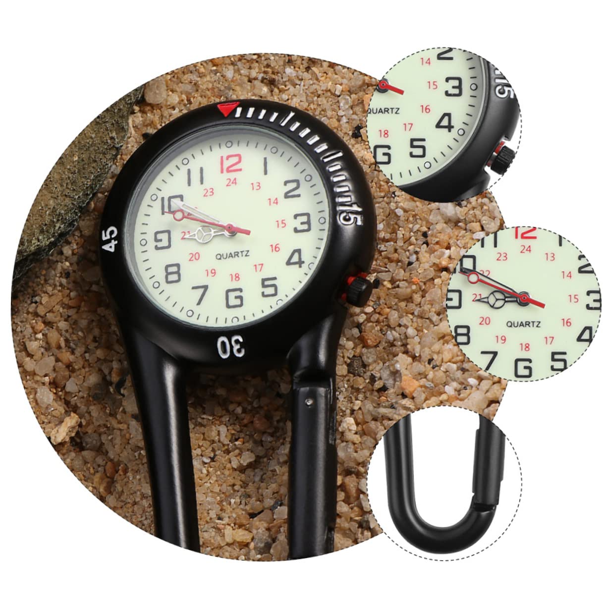Toddmomy 6piezas Reloj De Clip De Cuarzo con Dial Fluorescente para Mochilas y Cinturones para y Actividades Negro