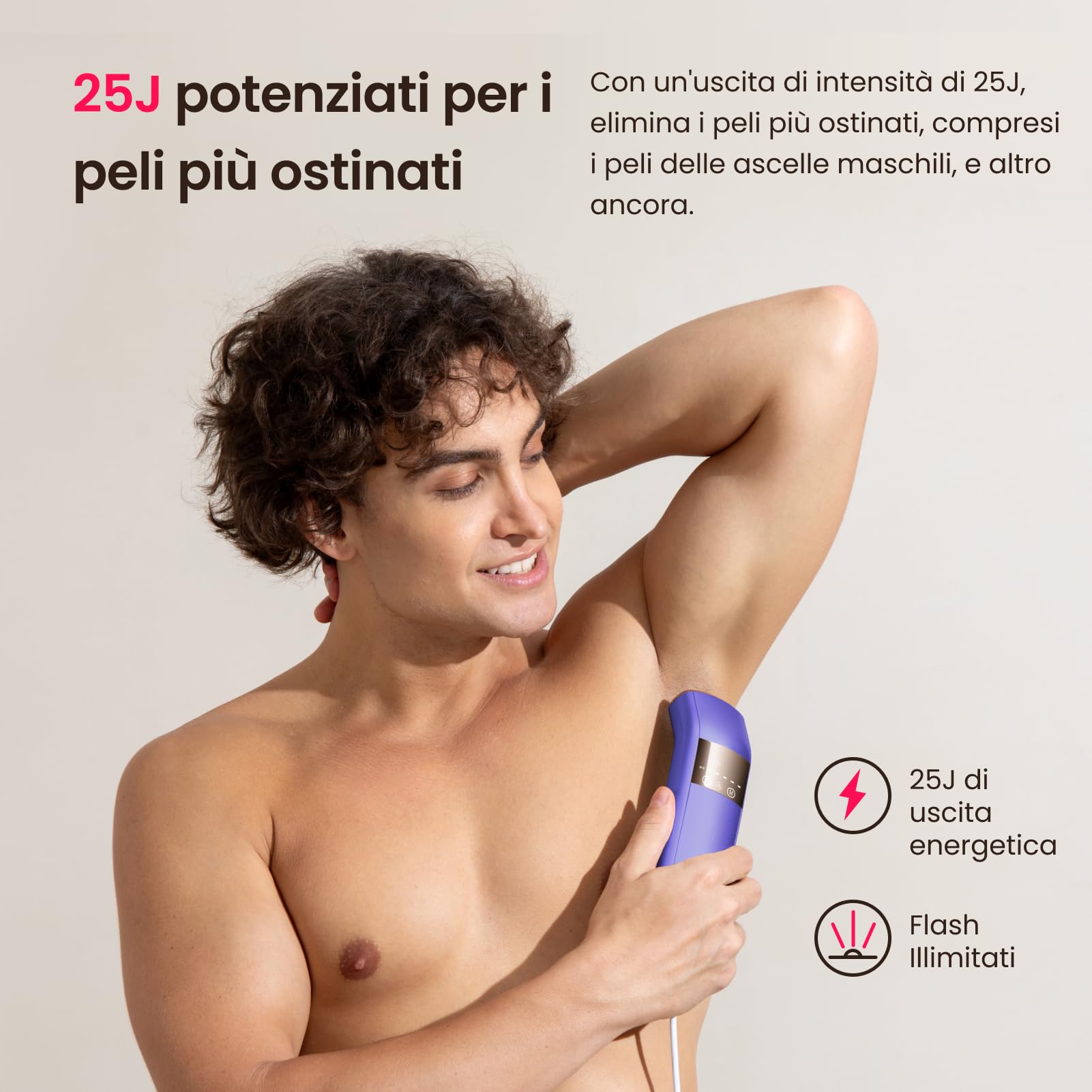 25J Epilatore laser IPL con Triplo Impulso, zaffiro ghiaccio indolore a 3 °C, Epilazione laser definitiva, 999900 impulsi di Luce Pulsata, per Uomo Donna, Ascelle Bikini Corpo,Idea Regalo(viola)