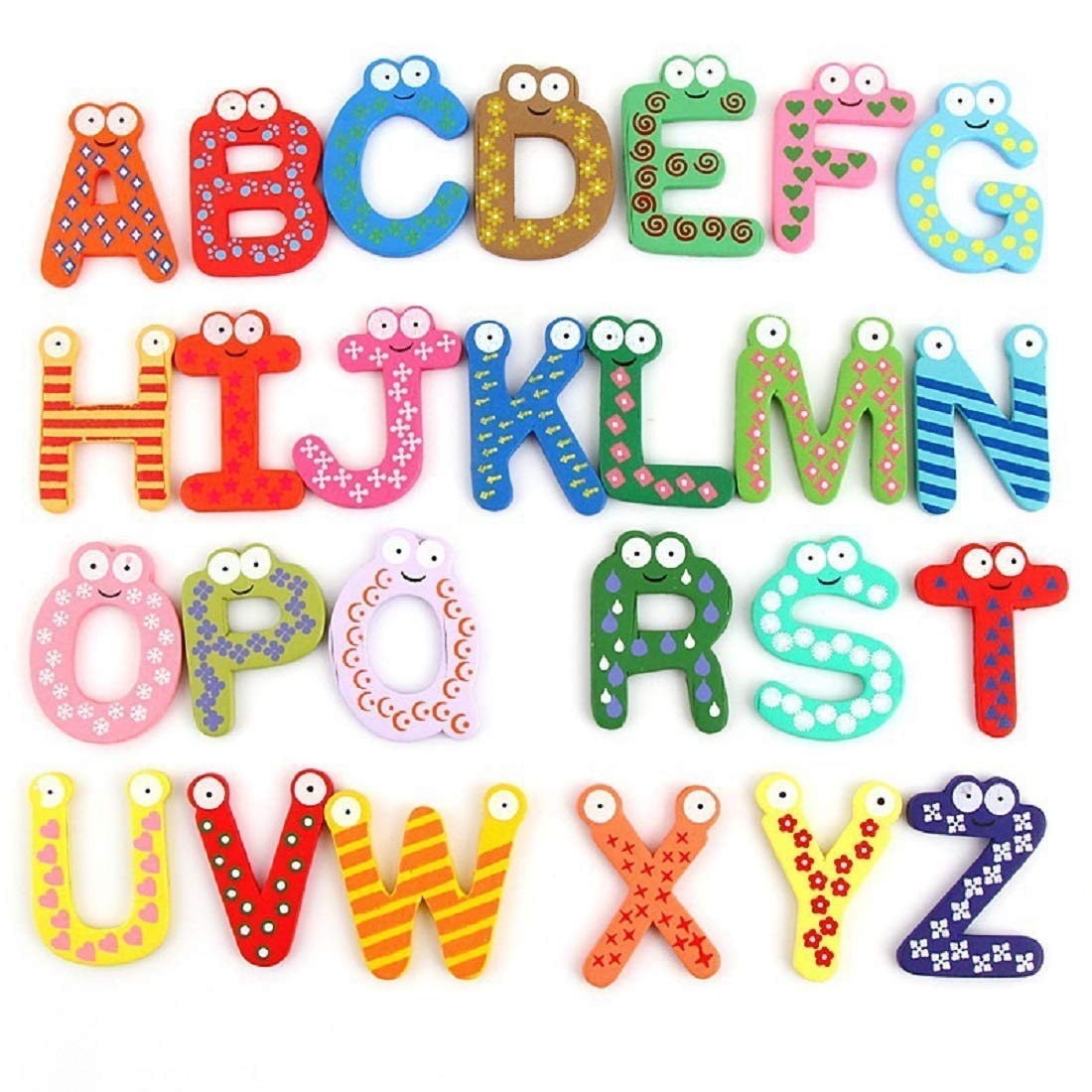 26pc Wooden Magnet Multicolor Colorful Alphabets A to Z for Learning and Education (Multicolor)