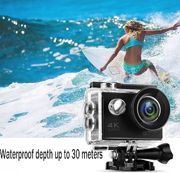 BSLVWG 4K Action Camera 20MP WiFi 30M Waterproof Sports Camera Underwater Camera for Vlog With Ultra HD 170°Wide-Angle 2.4G Remote Control Anti-Shake 2.0'' LCD Screen with Accessories Kit (Black)
